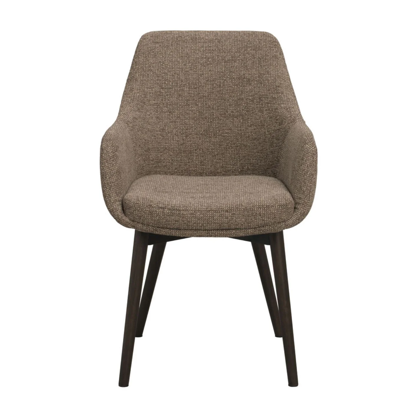 Denley-nojatuoli, tumma beige kangas/ruskeat tammijalat - Image 4