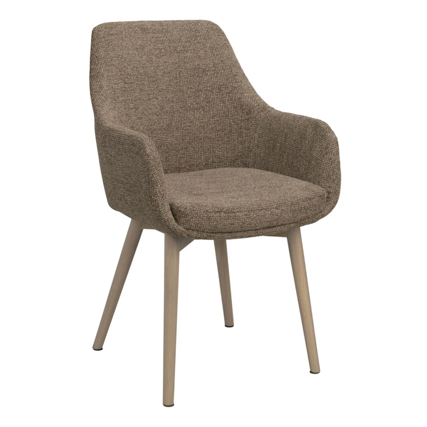 Denley-nojatuoli, tumma beige kangas/valkopestyt tammijalat