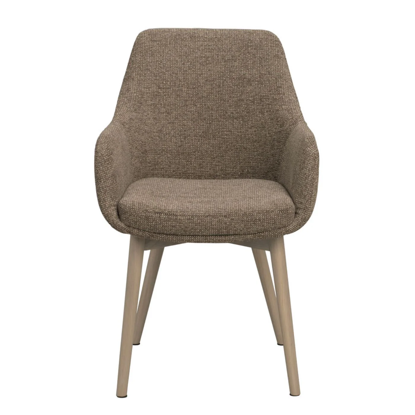 Denley-nojatuoli, tumma beige kangas/valkopestyt tammijalat - Image 4