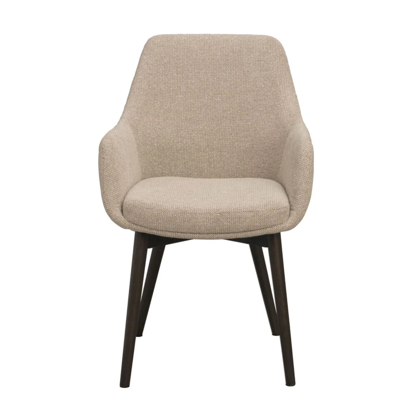 Denley-nojatuoli, vaalea beige kangas/ruskeat tammijalat - Image 4