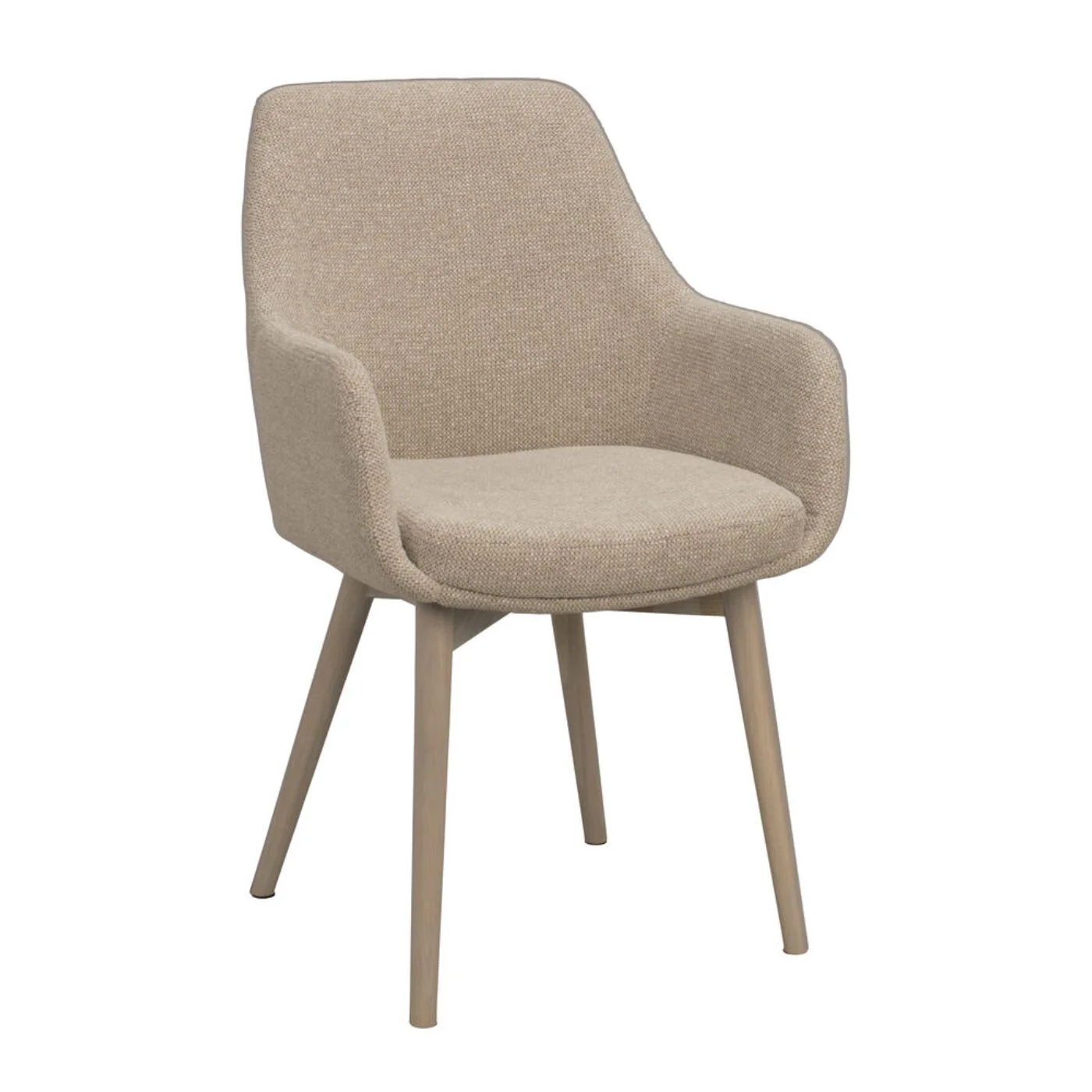 Denley-nojatuoli, vaalea beige kangas/valkopestyt tammijalat
