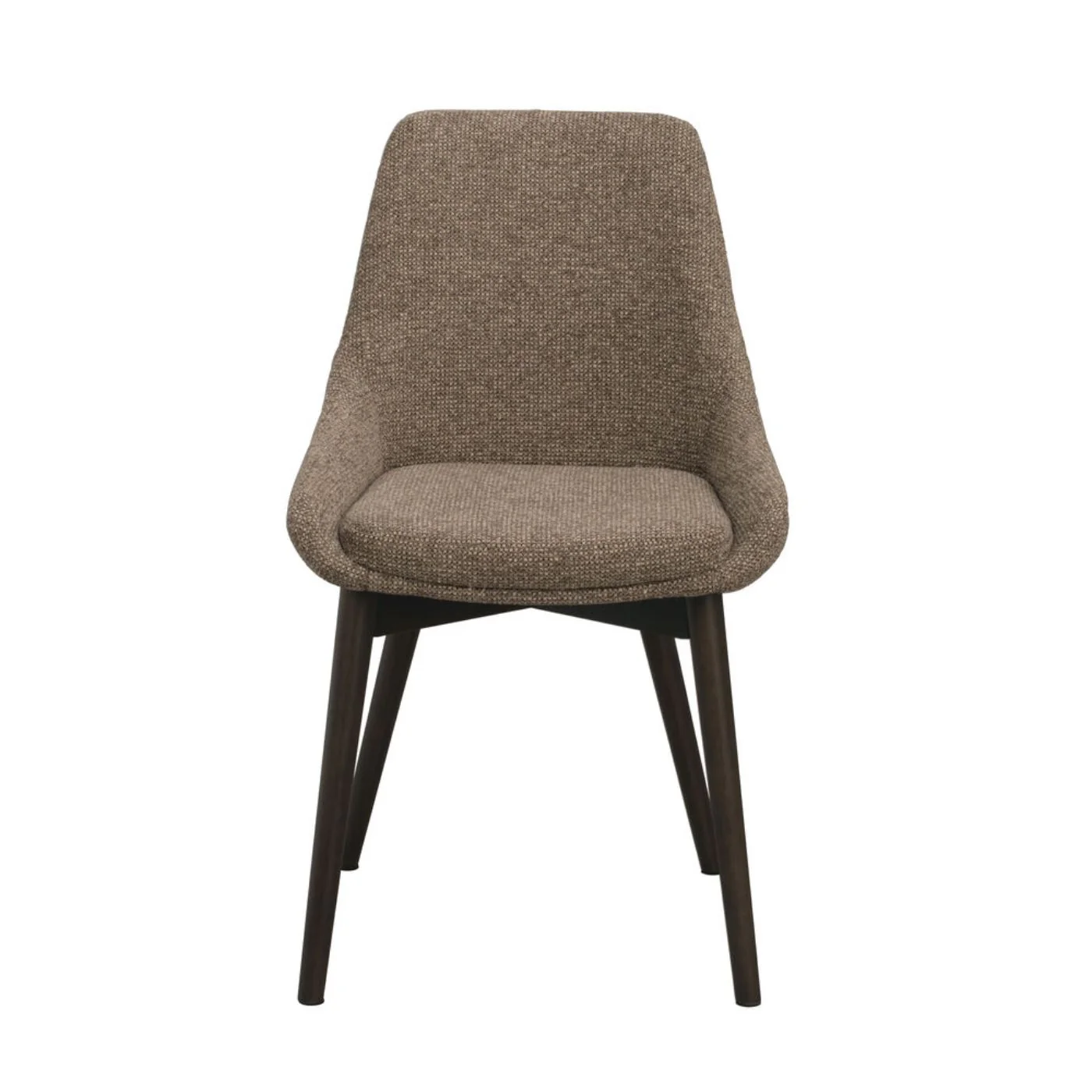 Denley-tuoli, tumma beige kangas/ruskeat tammijalat - Image 4