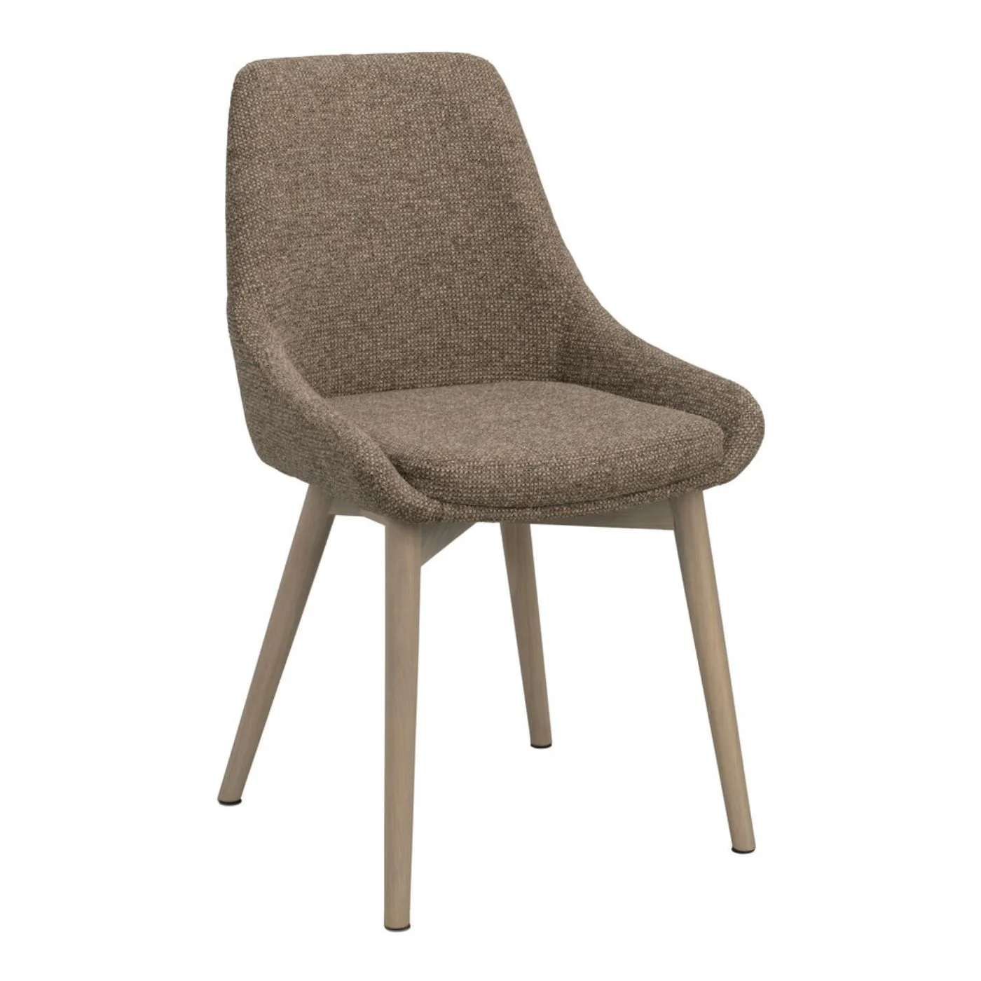 Denley-tuoli, tumma beige kangas/valkopestyt tammijalat