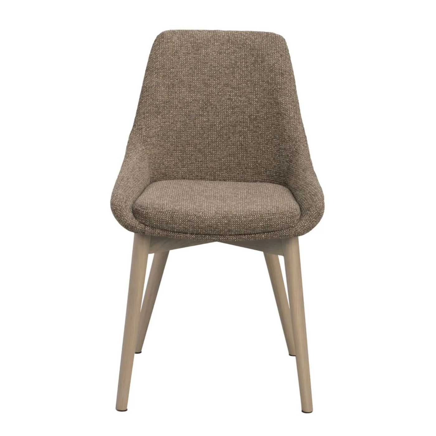 Denley-tuoli, tumma beige kangas/valkopestyt tammijalat - Image 4