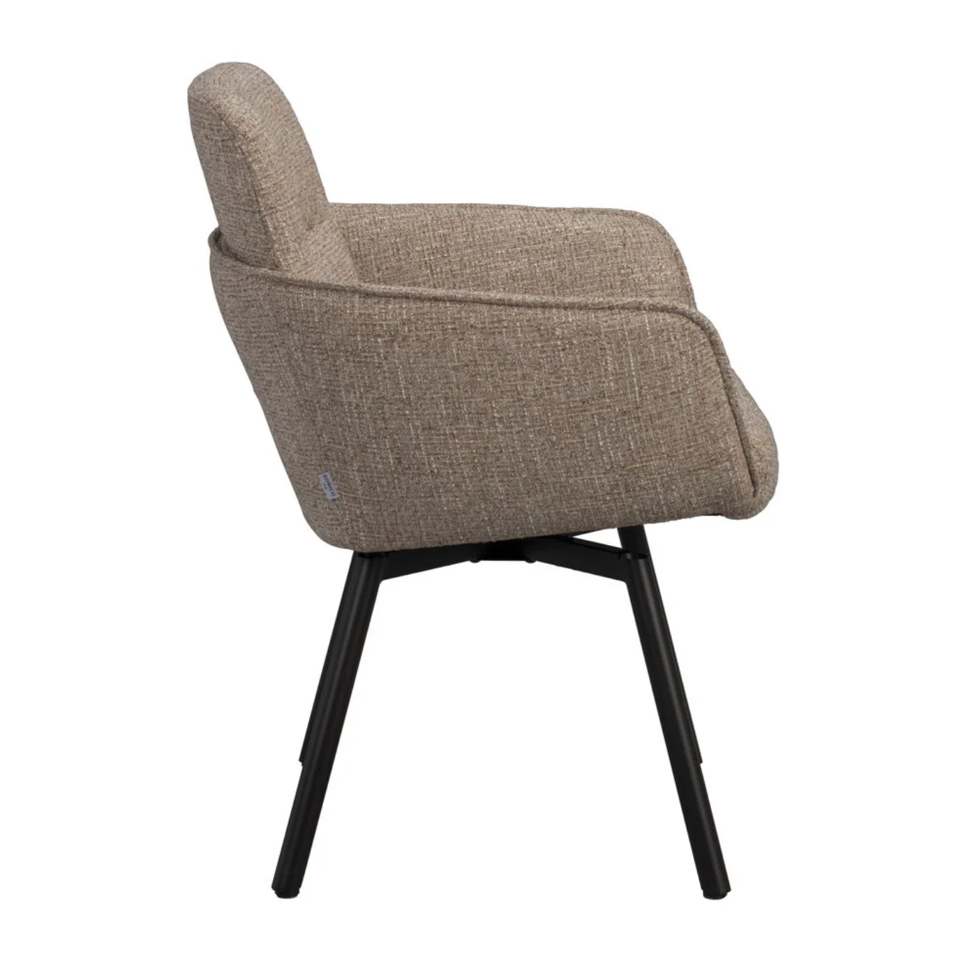 Roswell kääntyvä nojatuoli, tumma beige kangas/ruskeat metallijalat - Image 3