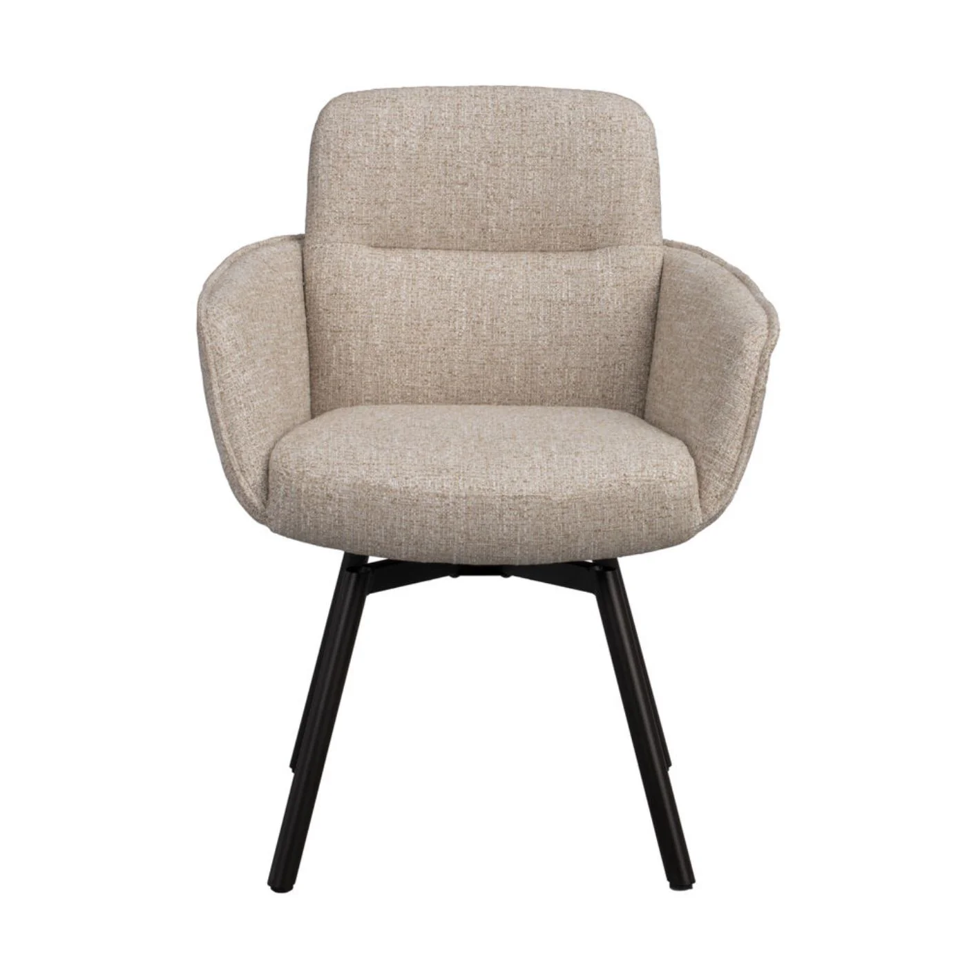 Roswell kääntyvä nojatuoli, vaalea beige kangas/ruskeat metallijalat - Image 2