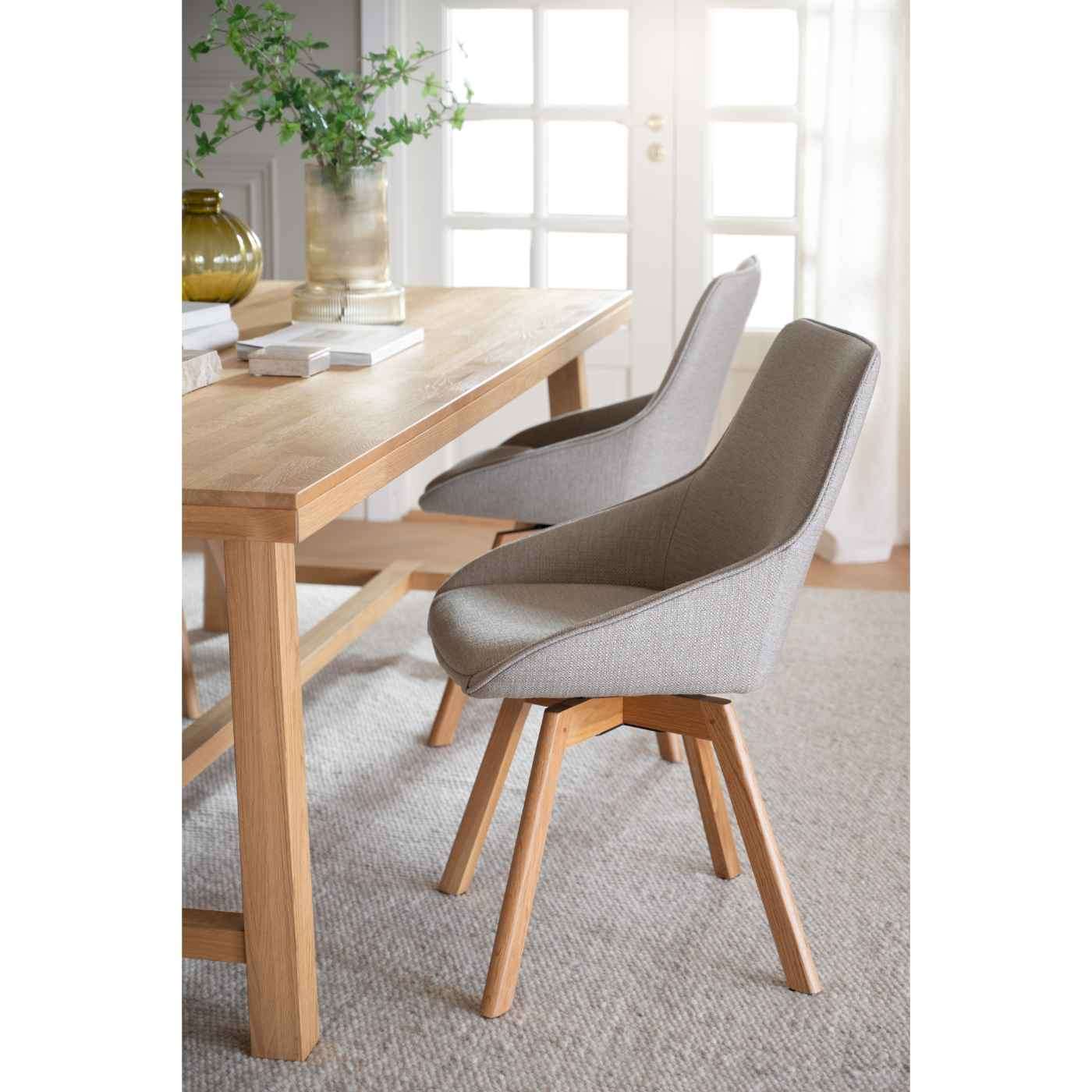 Alison tuoli lakattu tammijalka / beige kangas - Image 2
