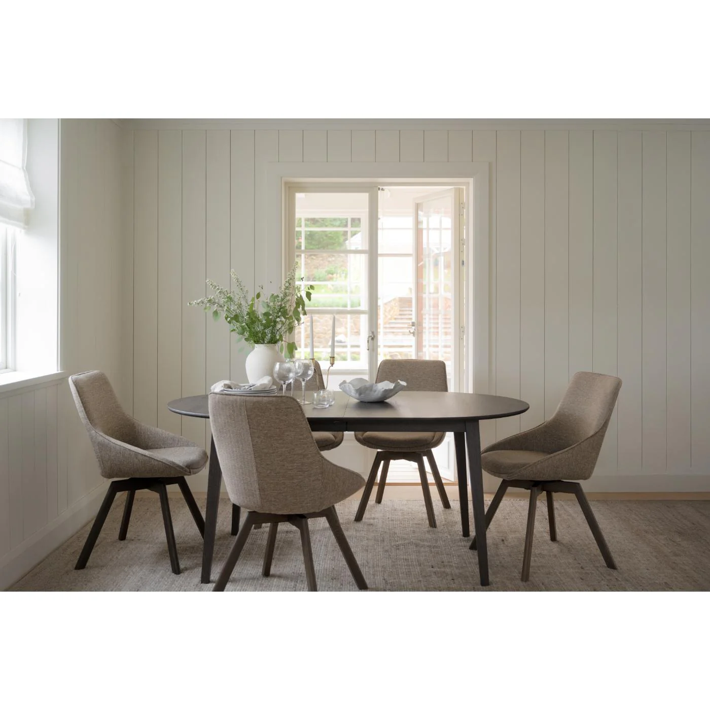 Alison tuoli ruskealakattu tammijalka / tumma beige kangas - Image 13